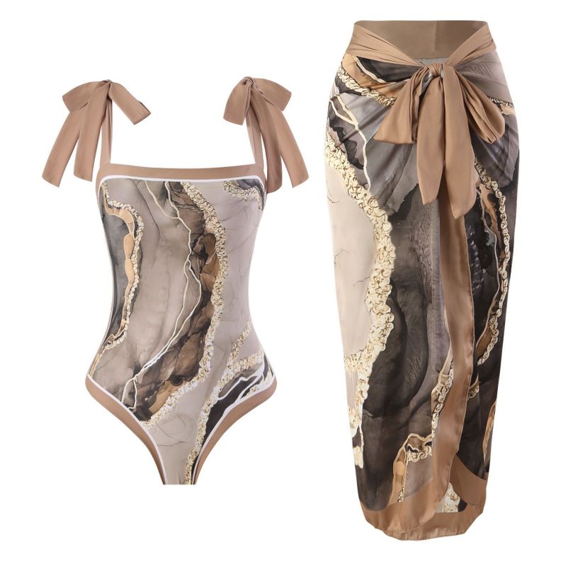 Traje De Baño Entero Mujer Marfil Marron -0
