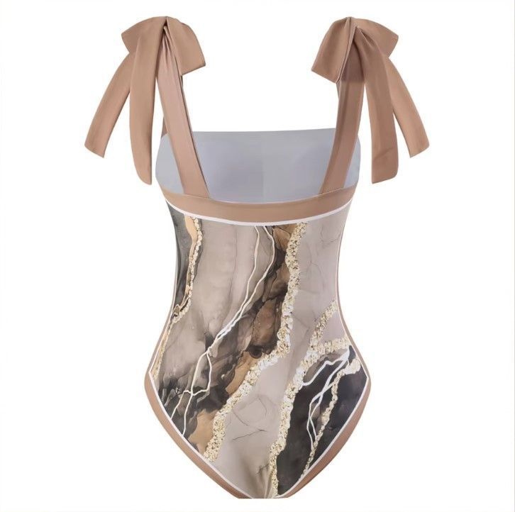 Traje De Baño Entero Mujer Marfil Marron -2