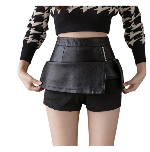 Falda Tipo A Cuerina Blanca-1