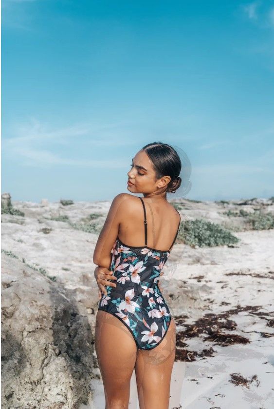 Traje de Baño Entero Clásico Corset Floral-1