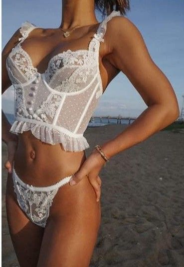 Conjunto Lenceria Luck Blanca -3