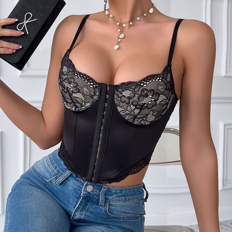 Top Corset Encaje Negro Stella-3