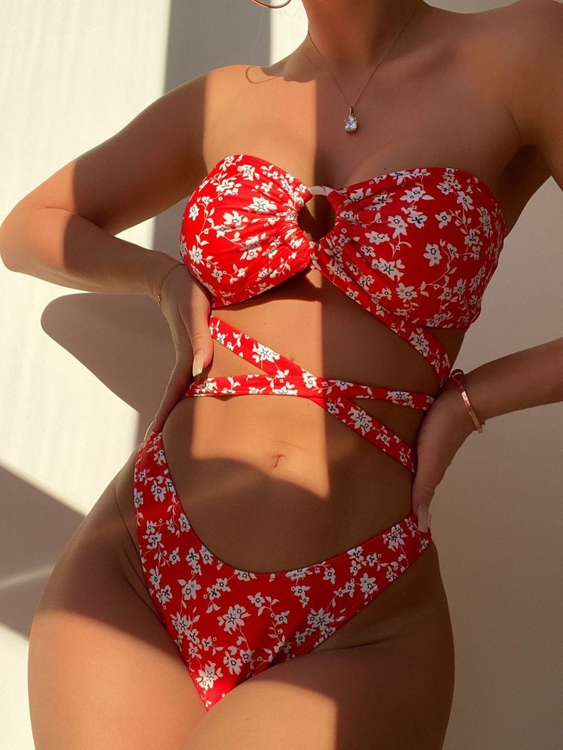 Bikini Traje de Baño Rojo Carmesi-4