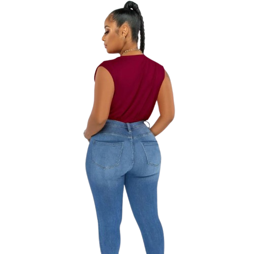 Body Verona Cuello V Profundo  Sin Mangas Burdeos -1