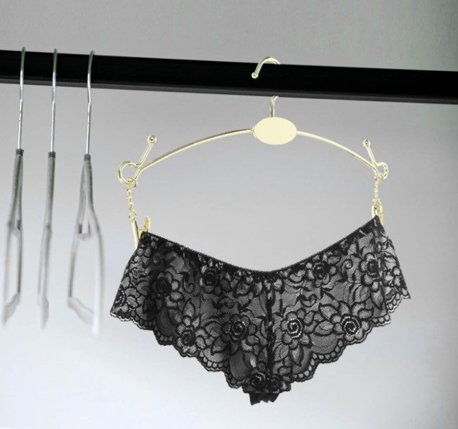 Pack 10 Colgadores Metal Exhibidor Ropa Lencería Dorado 28cm -1