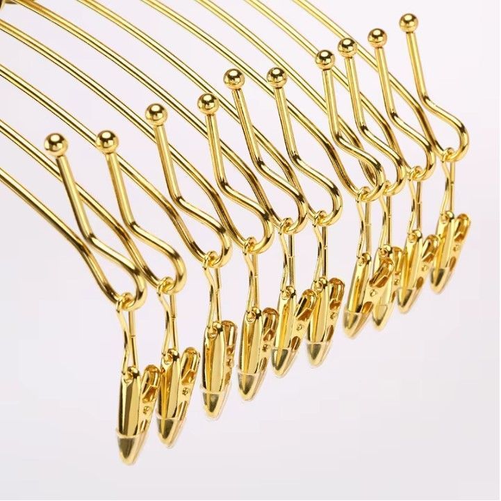 Pack 10 Colgadores Metal Exhibidor Ropa Lencería Dorado 28cm -4