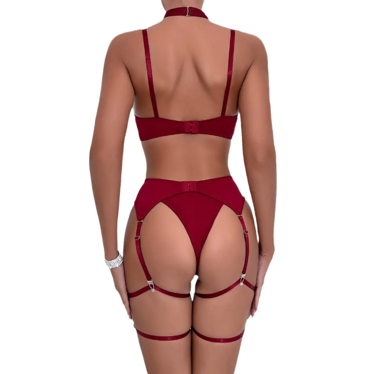 SET LENCERIA 5PCS LAZOS ROJO -1