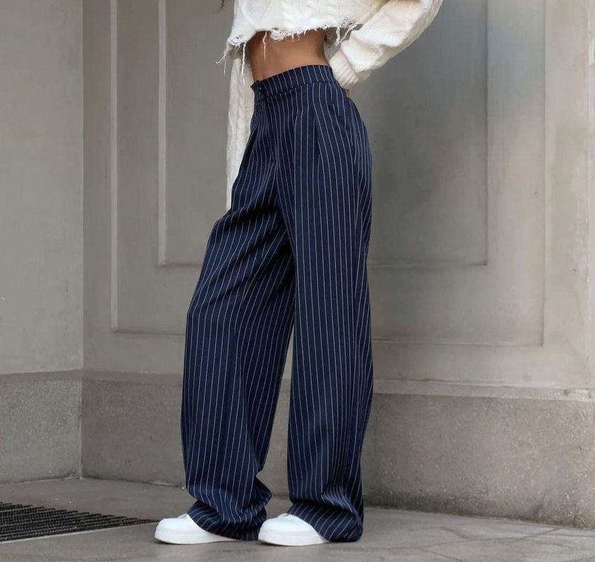 Pantalon Amplio Corte Recto Cecilia Azul