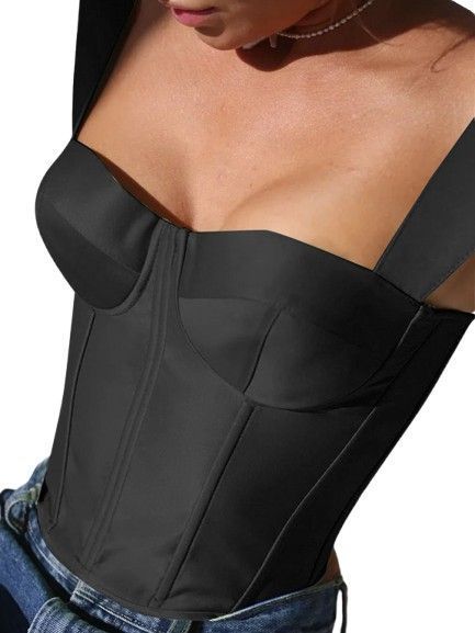 Top Corset Maldinni  Ajustado de Saten Negro
