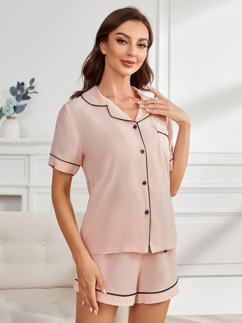 Conjunto Pijama Corto Gota De Roció Rosa Claro-2
