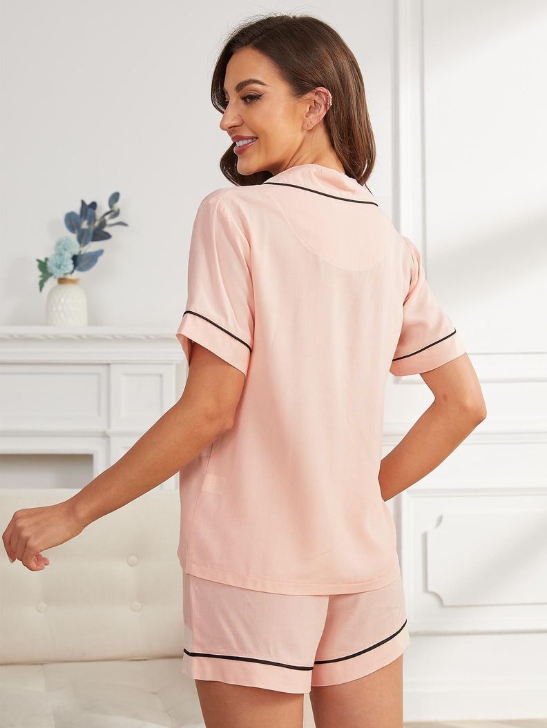 Conjunto Pijama Corto Gota De Roció Rosa Claro-3