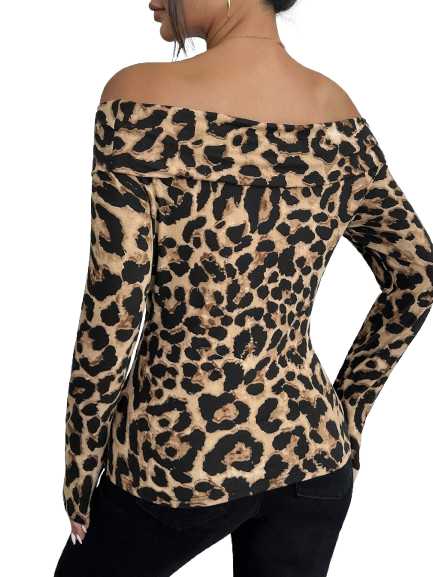 Blusa Botero Entallada Hombros Abiertos Animal Print-2