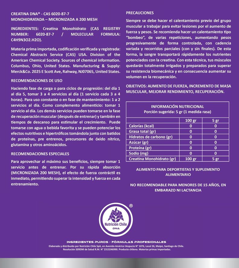 CREATINA D N A® ABSOLUTAMENTE PURA POTE 300 GR 1UN-1