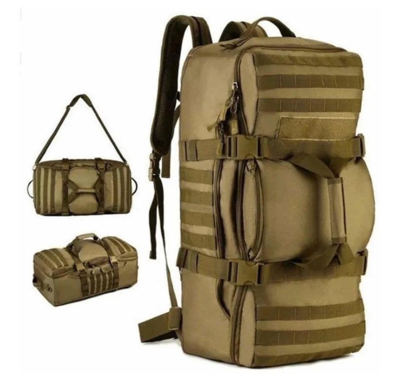 Bolso Viaje Y Mochila 60 Litros Militar/urbano/tactico/molle Ocre-1