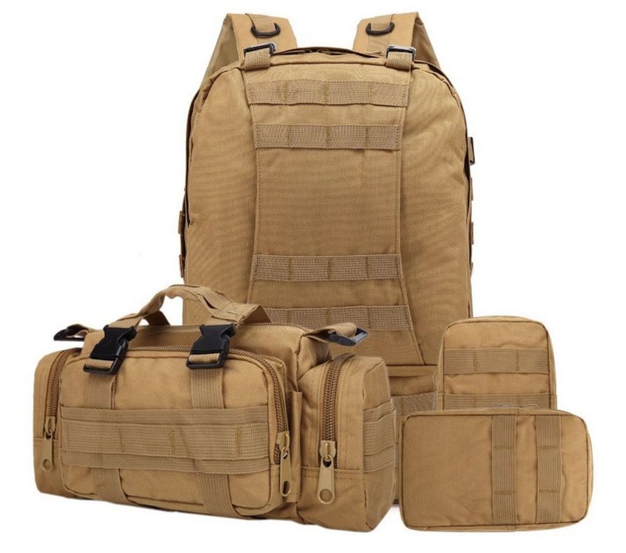 Mochila Tactica Militar Trekking Outdoor 65 Litros 3 En 1 Ocre-0