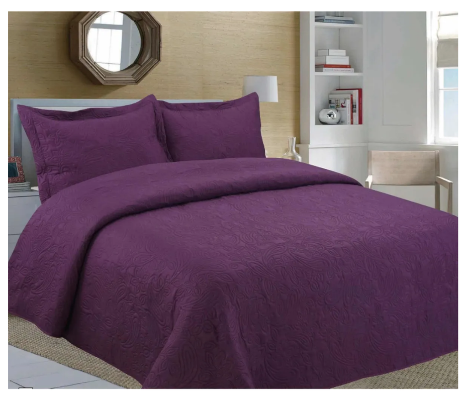 Cubrecama Cobertor De Verano Quilt Morado 2 Plazas-0