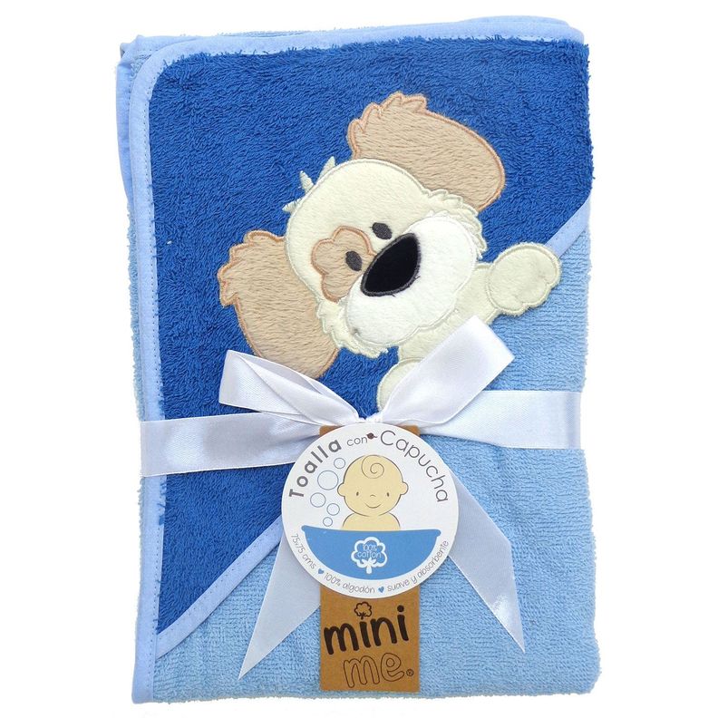 Toalla Capucha para bebé Algodón 75x75 cms azul-0