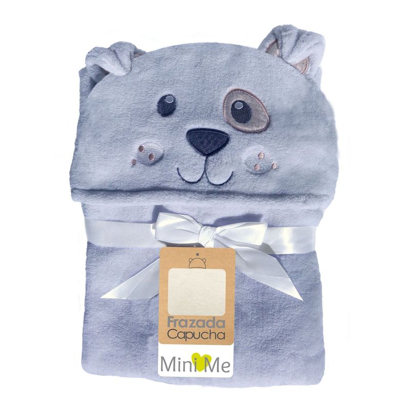 Manta Frazada con Capucha y cojin para Bebe super suave gris-0