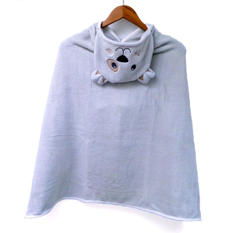 Manta Frazada con Capucha y cojin para Bebe super suave gris-1