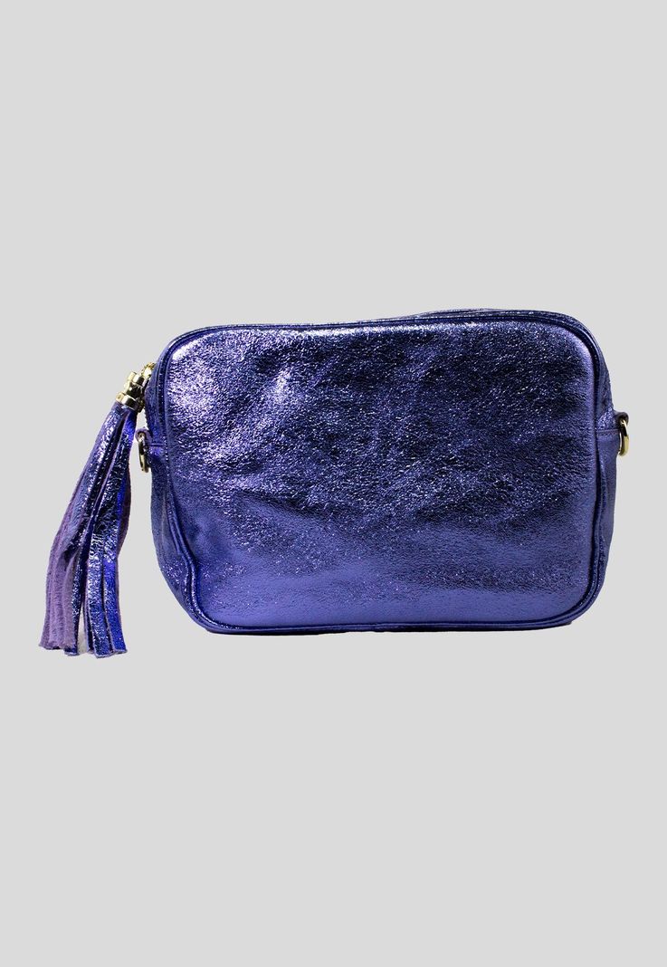 Cartera cuero rectangular brillo Lila-0