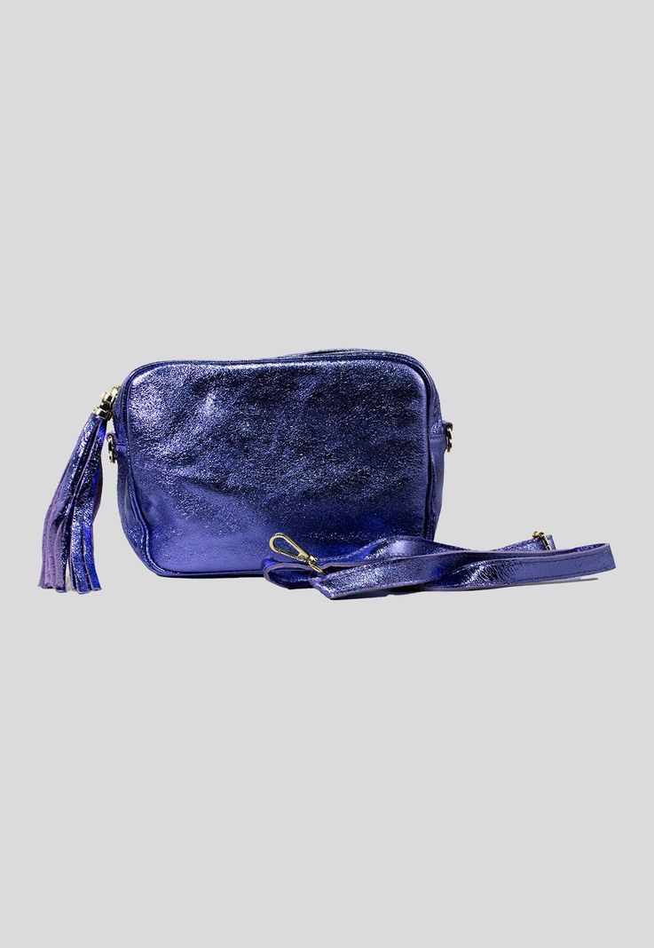 Cartera cuero rectangular brillo Lila-1