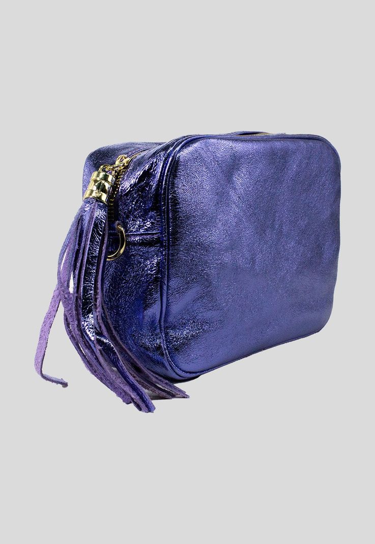 Cartera cuero rectangular brillo Lila-2