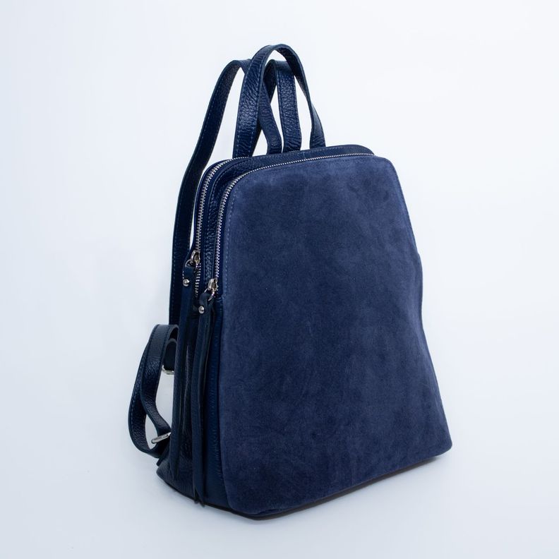 Mochila de cuero con detalles reno Azul-1