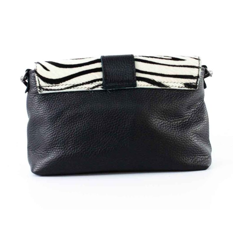Cartera de Cuero Hebilla 672 Mujer Cebra Blanco Mailea-2