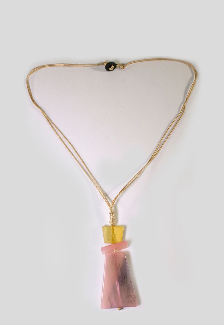 Collar Acrilico Trapecio Rosado-0