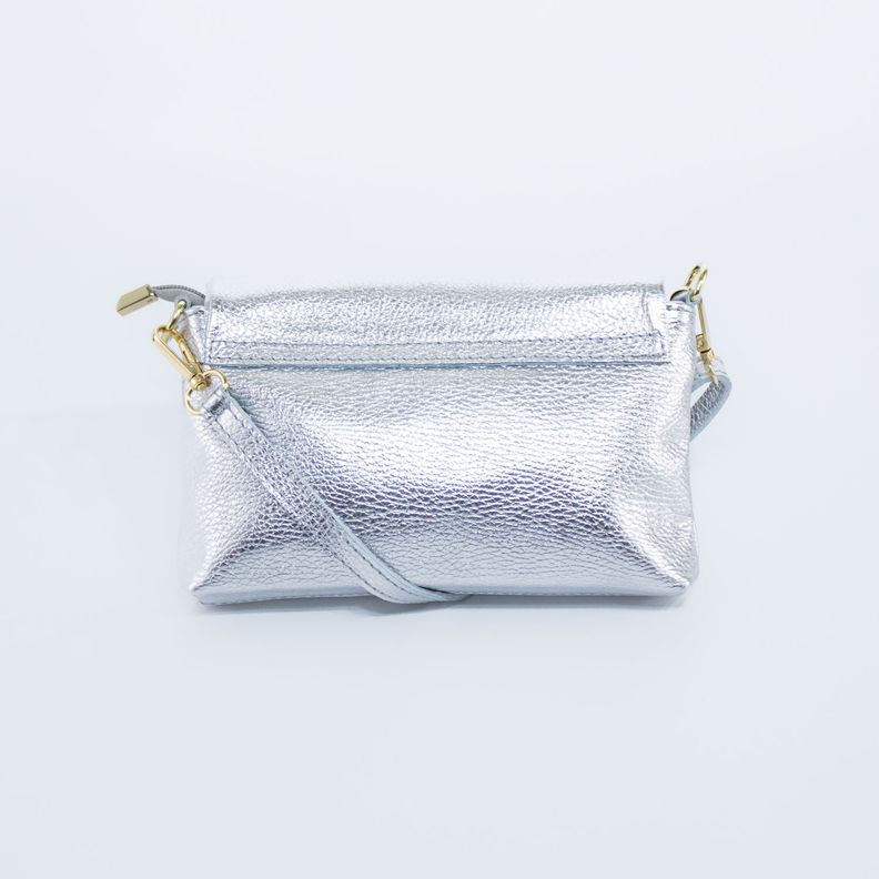 Bandolera Mailea cuero metalizado Plata-2