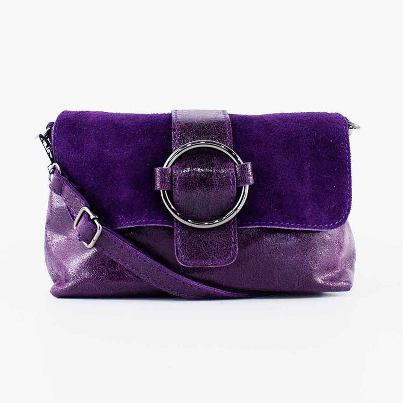 Cartera de Cuero Reno Cierre Brillo 674 Mujer Morado Mailea-0