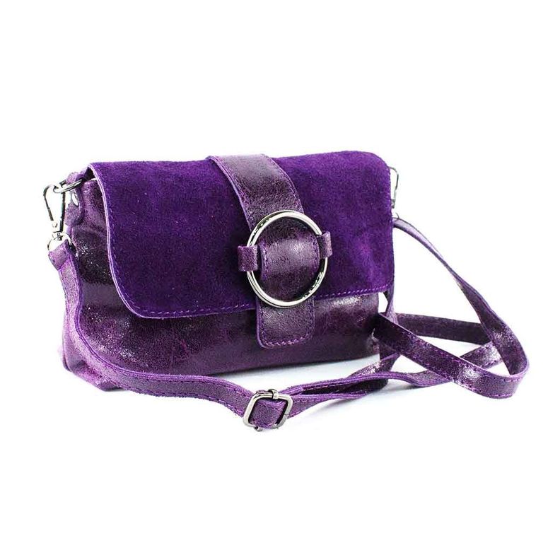 Cartera de Cuero Reno Cierre Brillo 674 Mujer Morado Mailea-1
