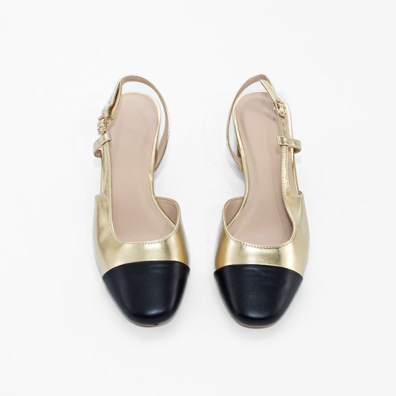 Stiletto Abierto Taco Cuadrado Oro Mailea-1