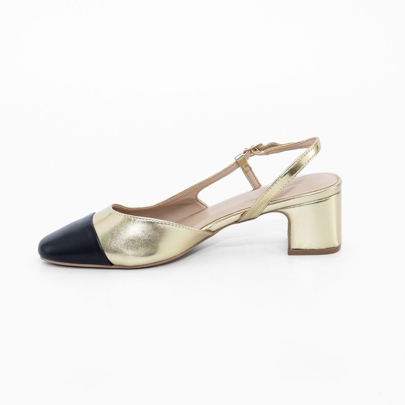 Stiletto Abierto Taco Cuadrado Oro Mailea-2