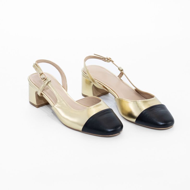 Stiletto Abierto Taco Cuadrado Oro Mailea-3
