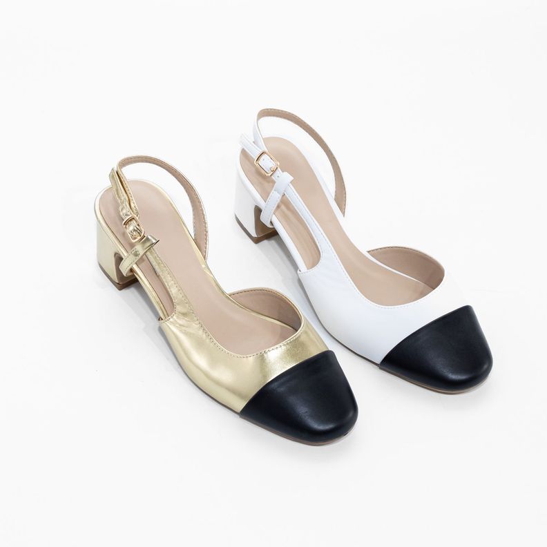 Stiletto Abierto Taco Cuadrado Oro Mailea-4