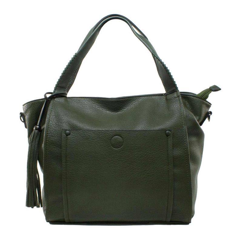 Cartera C/ Bolsillo Y Boton Verde