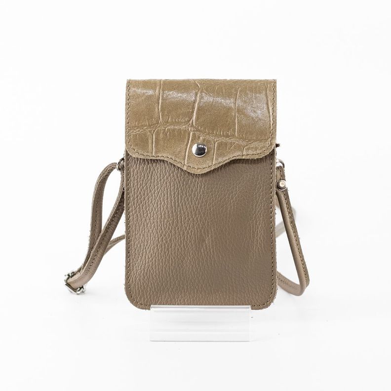 Portacelular Cuero Coco Mujer Taupe Mailea-0