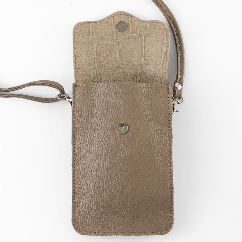 Portacelular Cuero Coco Mujer Taupe Mailea-3