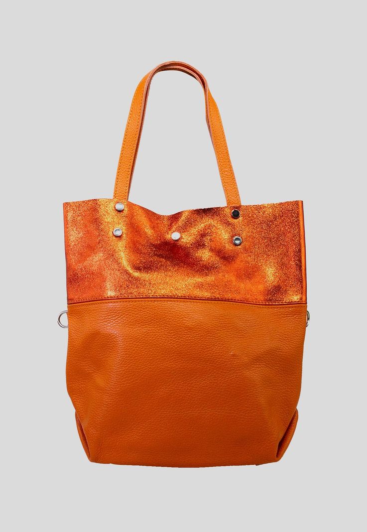Cartera cuero franja brillo Naranjo-0