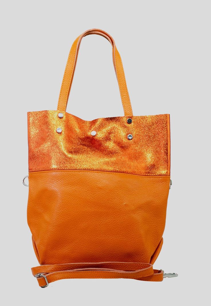 Cartera cuero franja brillo Naranjo-1