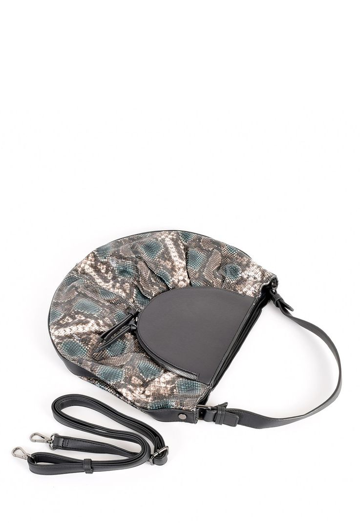 Cartera Animal Print Disco 2 Cierres Negro-3