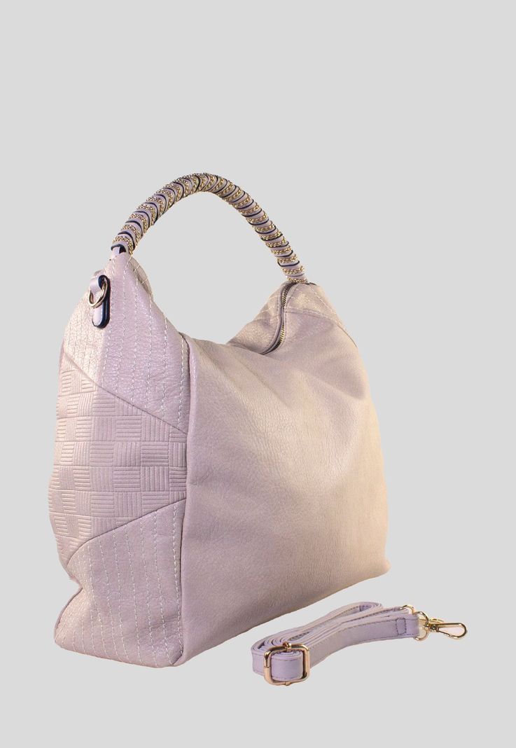 Cartera Con Manilla Cadena Beige-1