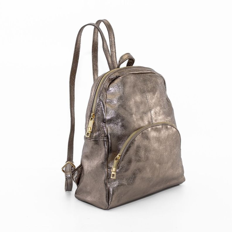 Mochila Cuero Metálica Bronce-1