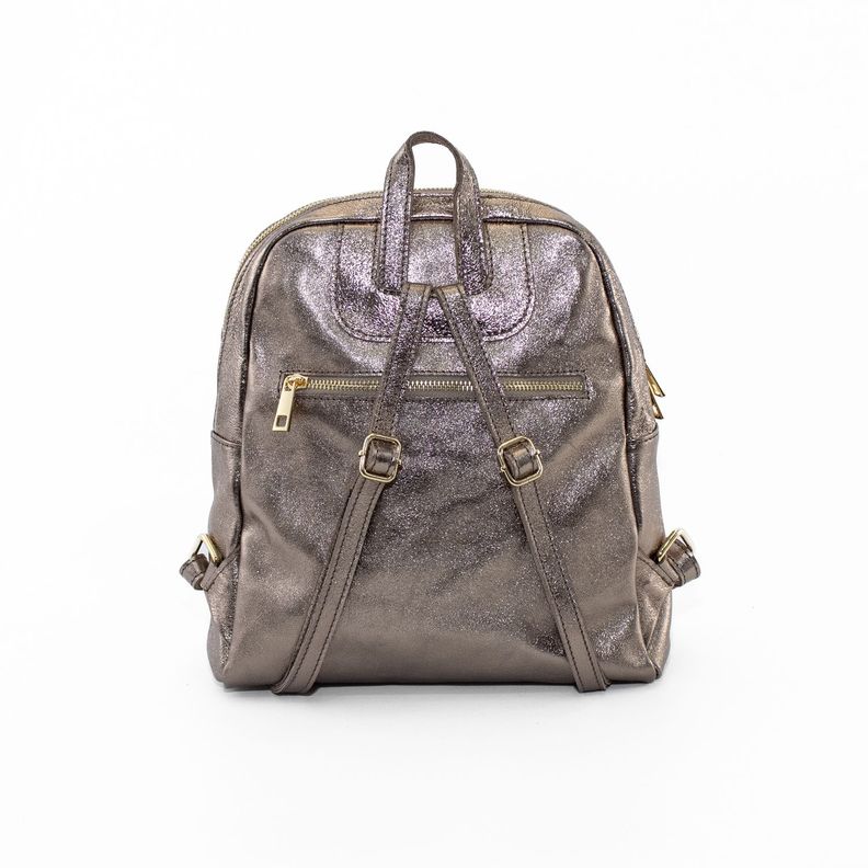 Mochila Cuero Metálica Bronce-2