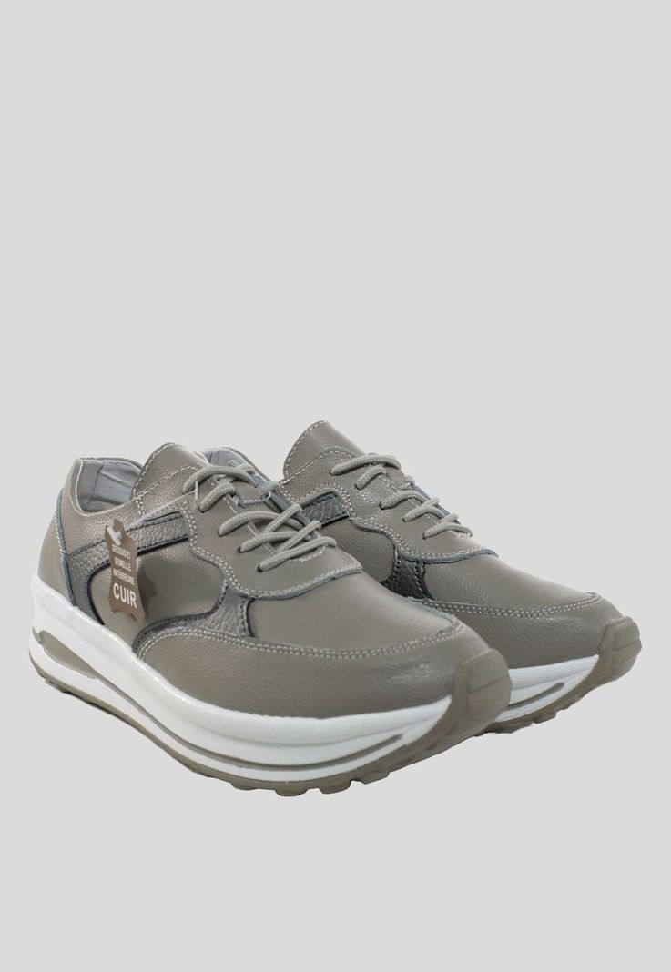 Zapatilla Cuero Aplicación Metalizada Gris-3
