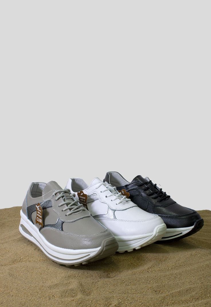 Zapatilla Cuero Aplicación Metalizada Gris-4