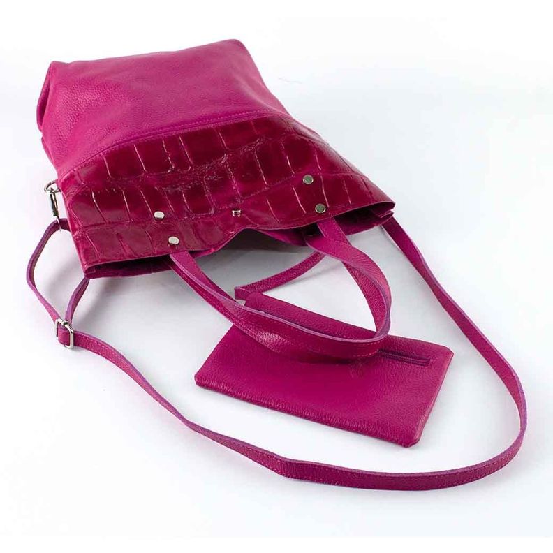 Cartera de Cuero Coco Broche 743 Mujer Fucsia Mailea-5