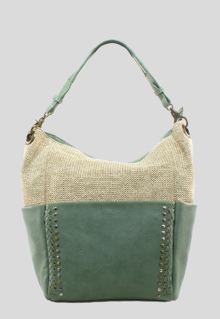 Cartera Rafia Base Remaches Verde-0