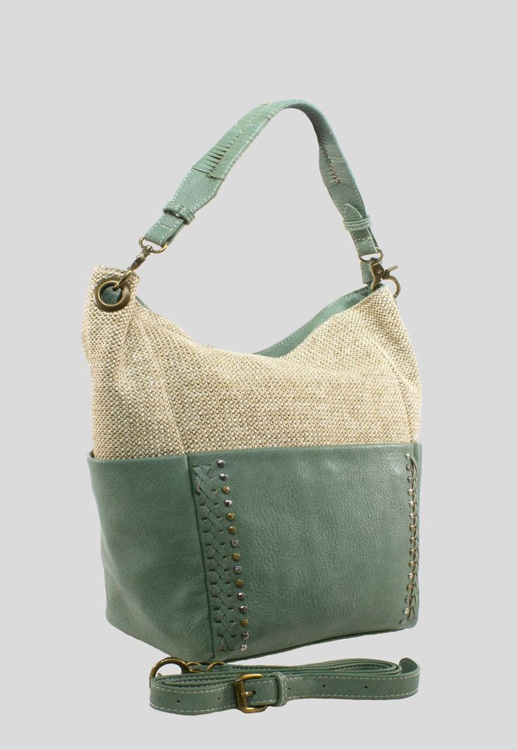 Cartera Rafia Base Remaches Verde-1